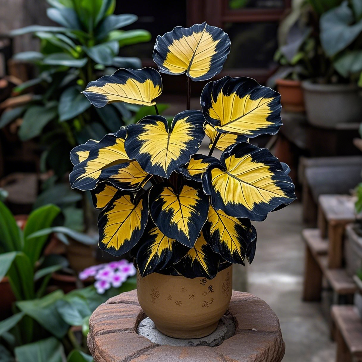 Crimson Edge-Potted Alocasia Bulbs 🍃