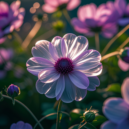 🫧Ethereal Purple Zinnias – Transparent Petal Wonders!🪷