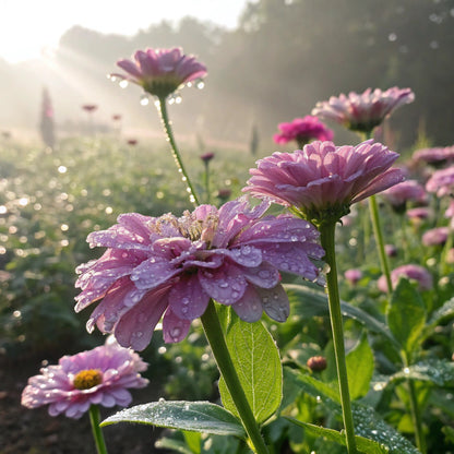 🫧Ethereal Purple Zinnias – Transparent Petal Wonders!🪷