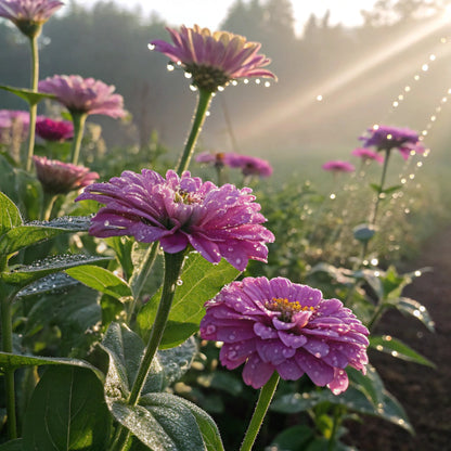 🫧Ethereal Purple Zinnias – Transparent Petal Wonders!🪷