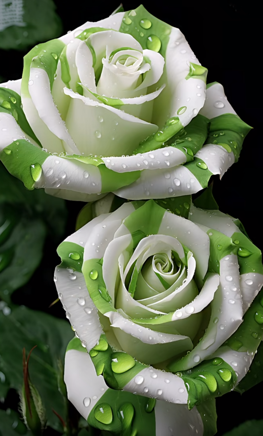 🤍Rare White and Green Twin Roses💚