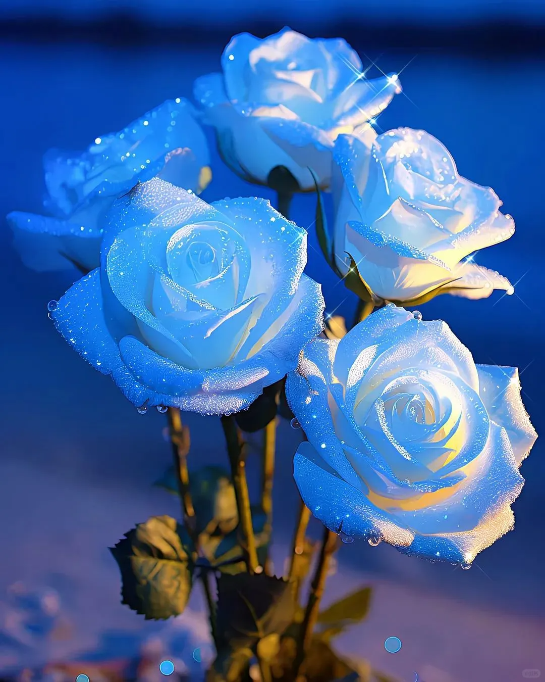 🪼Luminous Blue Frost Rose Seeds💡