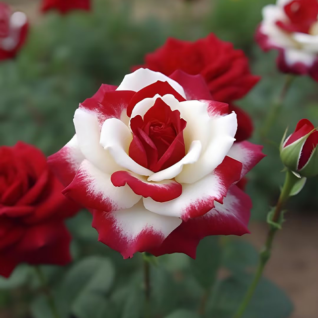 Rare Twin Red White Rose Flower Seeds