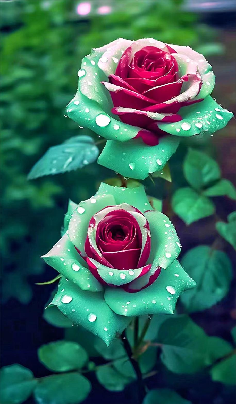 Ruby Green Twin Roses