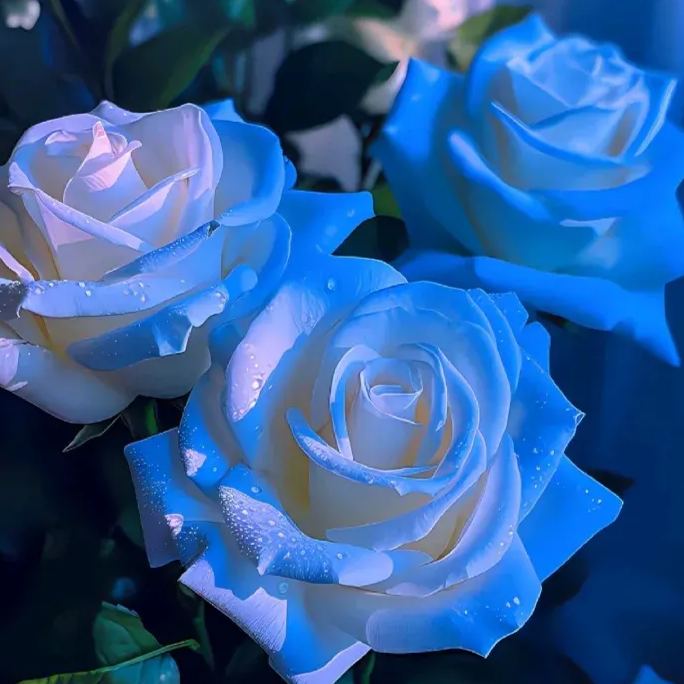 🪼Luminous Blue Frost Rose Seeds💡