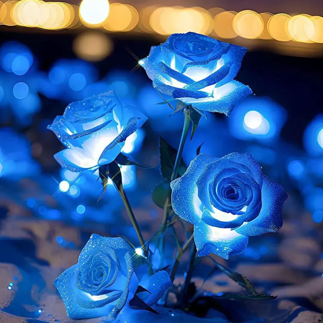 🪼Luminous Blue Frost Rose Seeds💡