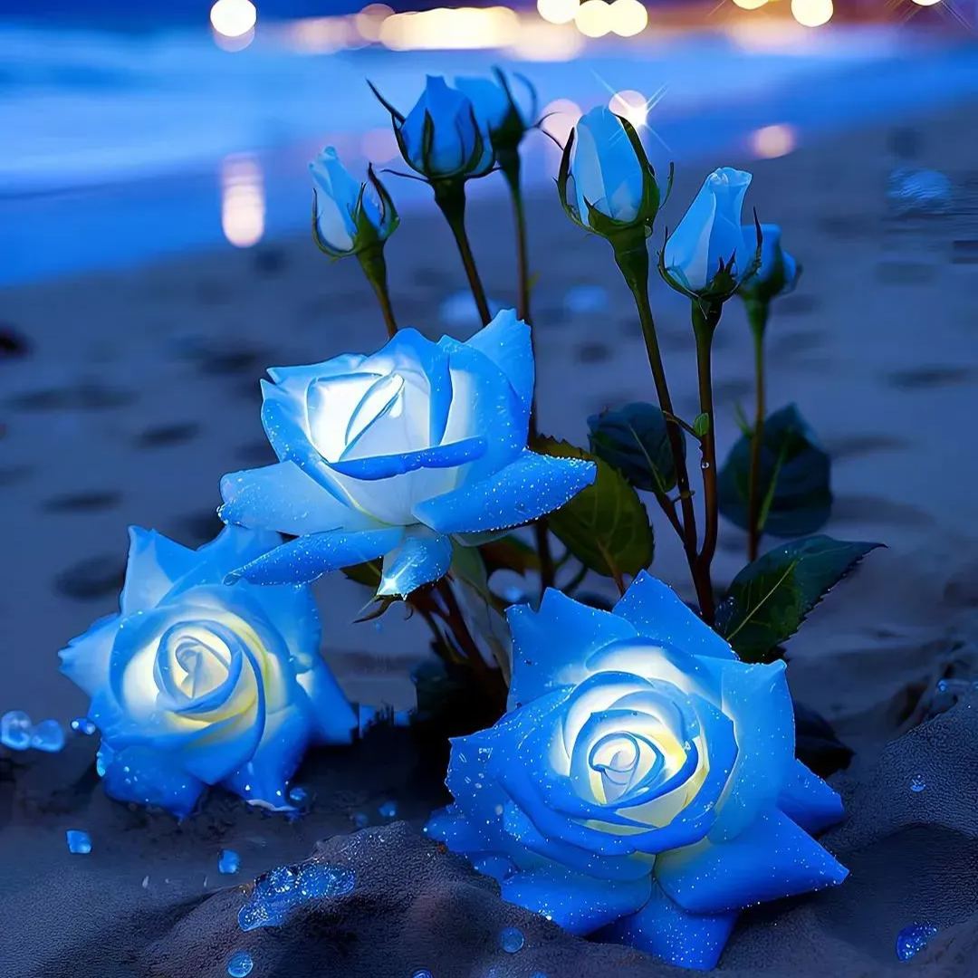 🪼Luminous Blue Frost Rose Seeds💡