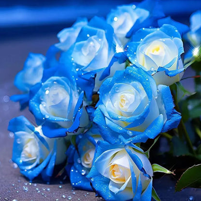 🪼Luminous Blue Frost Rose Seeds💡